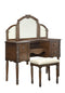 Stools Vanity Stool - 46" X 19" X 35" Oak Wooden Vanity Desk And Stool HomeRoots
