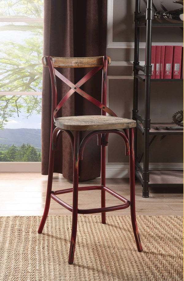 Stools Wooden Bar Stools - 18" X 20" X 43" Antique Red Wood Bar Chair (1Pc) HomeRoots