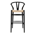 Stools Wooden Bar Stools - 20.08" X 20.87" X 42.13" Black Solid Beech Wood Bar Stool with Natural Seat HomeRoots