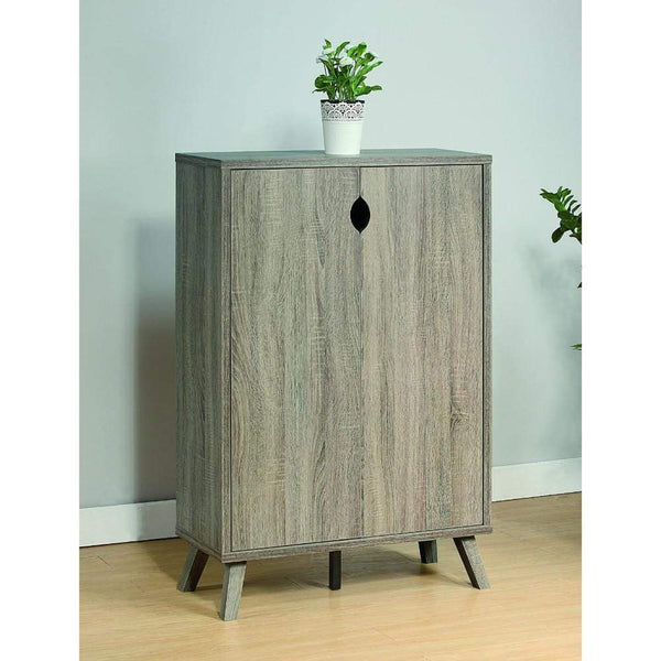 Storage Cabinets Roomy Shoe Cabinet With Flared Legs, Dark Taupe Benzara