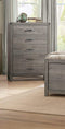 Storage Chests Roomy 5 Drawer Wooden Chest With Metal Handles, Weathered Gray Benzara