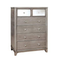 Storage Chests Textured Wooden Chest With Crystal Knobs, Silver Benzara