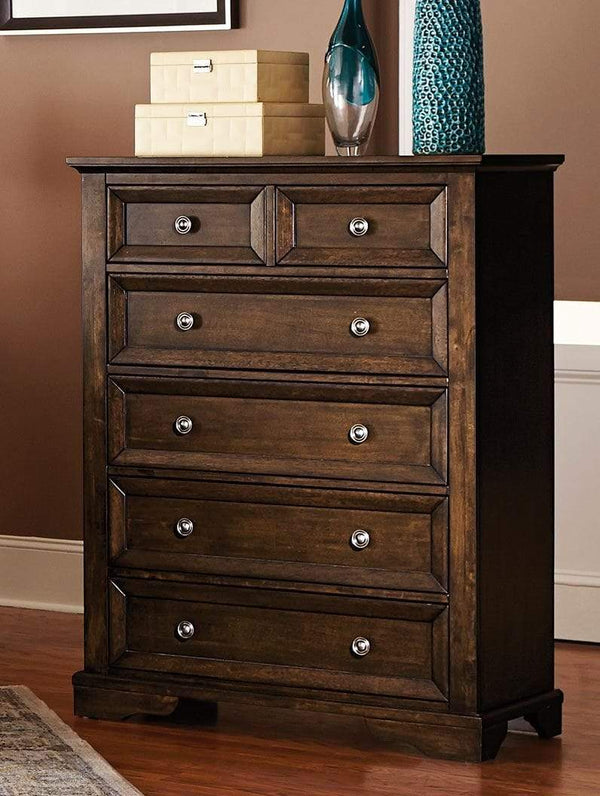 Transitional Style Wooden Chest With 6 Drawers, Espresso Brown