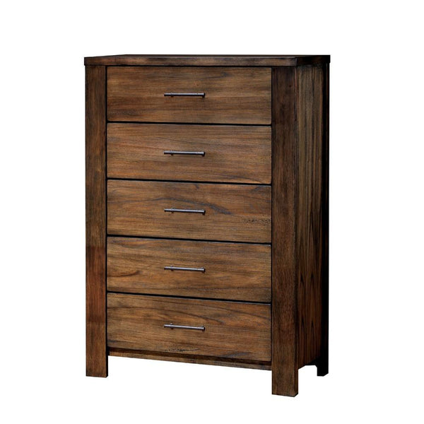 Transitional Style Wooden Chest With Metal Handle Pulls, Brown