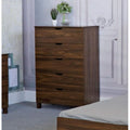 Wooden Chest With 5 Drawers, Dark Walnut Brown