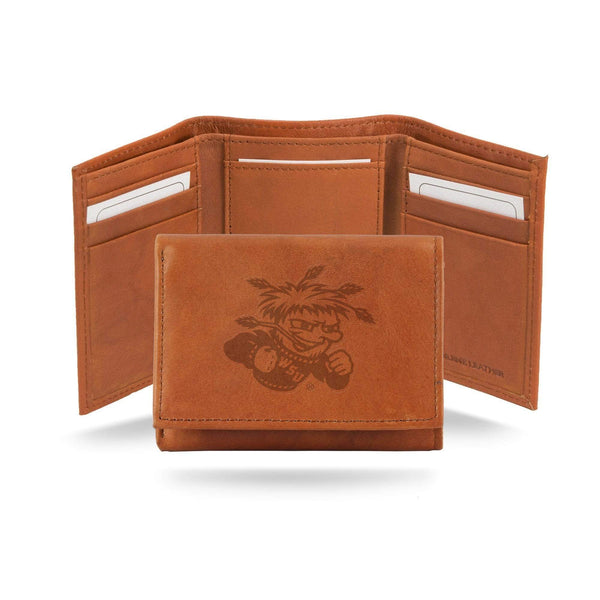 STR Tri-Fold (Pecan Cowhide) Front Pocket Wallet Wichita State Embossed Trifold RICO