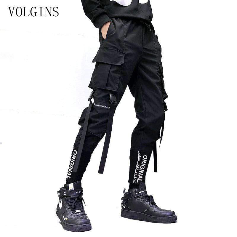 Streetwear Ribbons Pockets Harem Pants Men Spring Summer Casual Sweatpants Hip Hop Joggers Slim Fit Black Men Pencil Pants JadeMoghul Inc. 