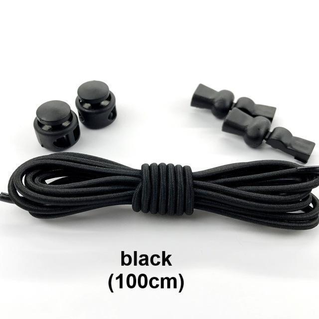 Stretching Lock lace 23 colors a pair Of Locking Shoe Laces Elastic Sneaker Shoelaces Shoestrings Running/Jogging/Triathlon-black-JadeMoghul Inc.