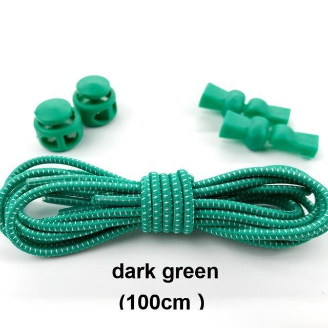 Stretching Lock lace 23 colors a pair Of Locking Shoe Laces Elastic Sneaker Shoelaces Shoestrings Running/Jogging/Triathlon-dark green-JadeMoghul Inc.