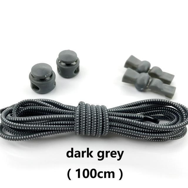 Stretching Lock lace 23 colors a pair Of Locking Shoe Laces Elastic Sneaker Shoelaces Shoestrings Running/Jogging/Triathlon-dark grey-JadeMoghul Inc.
