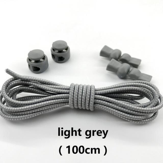 Stretching Lock lace 23 colors a pair Of Locking Shoe Laces Elastic Sneaker Shoelaces Shoestrings Running/Jogging/Triathlon-light grey-JadeMoghul Inc.