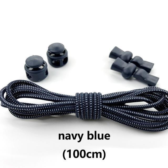 Stretching Lock lace 23 colors a pair Of Locking Shoe Laces Elastic Sneaker Shoelaces Shoestrings Running/Jogging/Triathlon-navy blue-JadeMoghul Inc.