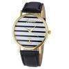 Striped Anchor Analog Leather Watch-Gold Black-JadeMoghul Inc.