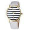Striped Anchor Analog Leather Watch-Gold White-JadeMoghul Inc.