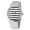 Striped Anchor Analog Leather Watch-Silver White-JadeMoghul Inc.