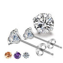 Stud Earrings For Women 4-8mm S925 Sterling Silver Fine Jewelry Classic Simple Cubic Zirconia Bridal Wedding Bijoux Aretes JadeMoghul Inc. 