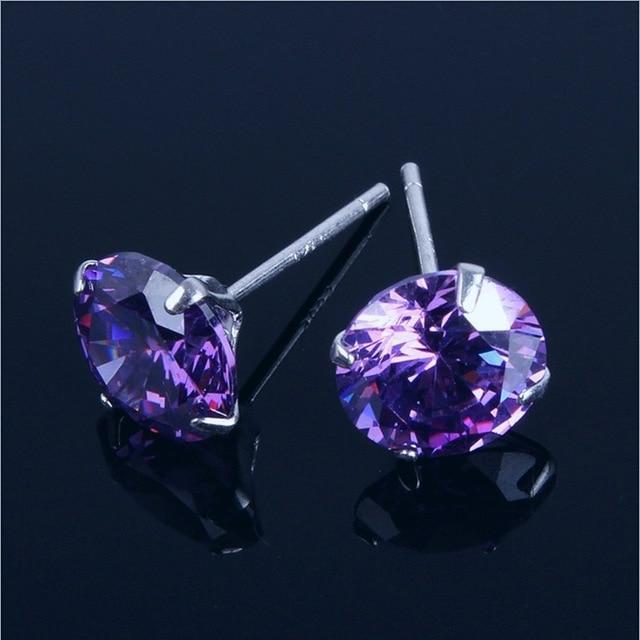 Stud Earrings For Women 4-8mm S925 Sterling Silver Fine Jewelry Classic Simple Cubic Zirconia Bridal Wedding Bijoux Aretes JadeMoghul Inc. 