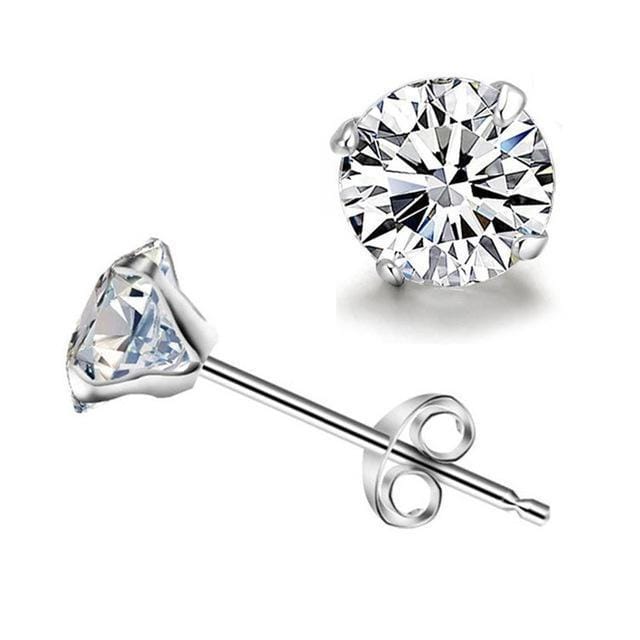 Stud Earrings For Women 4-8mm S925 Sterling Silver Fine Jewelry Classic Simple Cubic Zirconia Bridal Wedding Bijoux Aretes JadeMoghul Inc. 