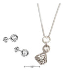 Stud Sets Sterling Silver Studs:  18" Hoop & Basketball Pendant Necklace With Basketball Earrings Set JadeMoghul Inc.