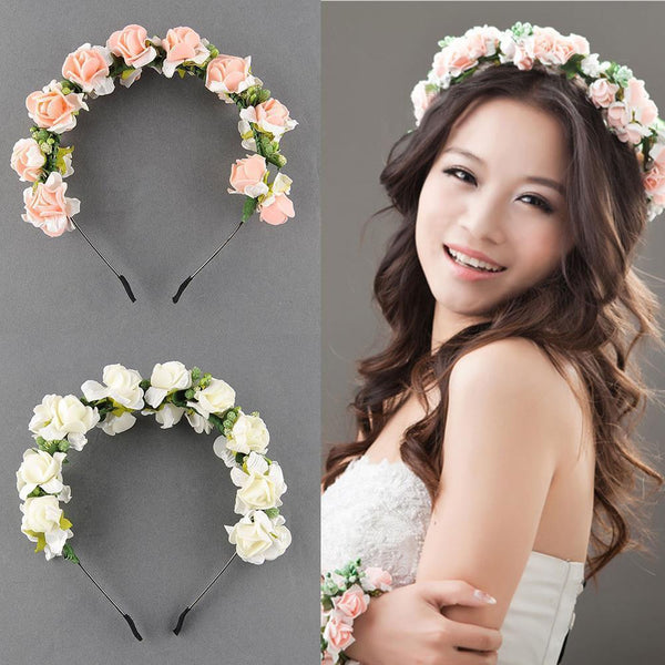 Stylish Women Girls Floral Headband Bohemia Hairband Flower Garland Wedding Prom Head wrap Hair Accessories Gift 2017 New Arrival AExp