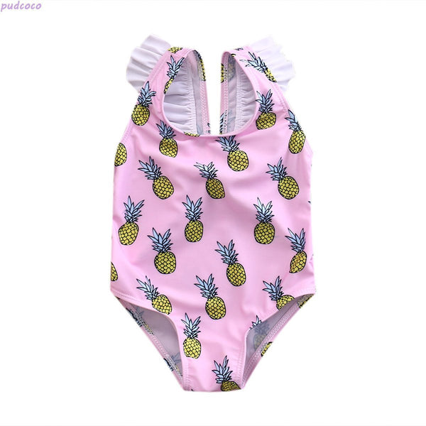 Summer Children Kids Baby Girls Bikini One-piece Sleeveless Pineapple Print Swimwear Infant Girls Beachwear Swimsuit Swimming-0 to 6 Months-JadeMoghul Inc.