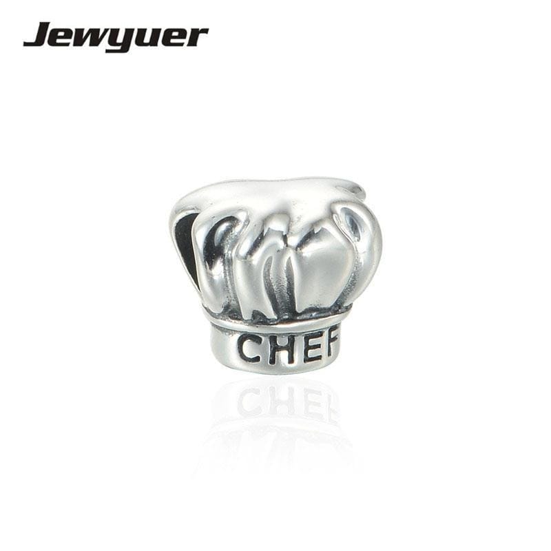Summer collection Silver Chef Hat charms 925 Sterling Silver fine jewelry Fit bead Charm Bracelet DIY for women BE244