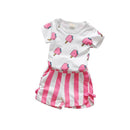 Summer  Girls 100% Cotton Ice Cream Printed T-shirt And Shorts Set