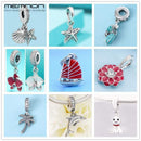 Summer Orchid Palm Tree Tropical Starfish Dangle charms 925 sterling silver enamel parrot fit bracelet necklace pendant DIY
