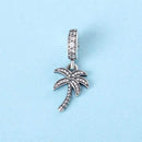 Summer Orchid Palm Tree Tropical Starfish Dangle charms 925 sterling silver enamel parrot fit bracelet necklace pendant DIY