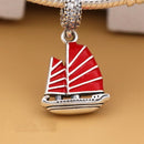 Summer Orchid Palm Tree Tropical Starfish Dangle charms 925 sterling silver enamel parrot fit bracelet necklace pendant DIY