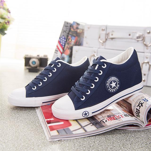 Summer Sneakers Wedges Canvas Shoes Women Casual Shoes Female Cute White Basket Stars Zapatos Mujer Trainers 5 cm Height tenis-deep blue-4.5-JadeMoghul Inc.