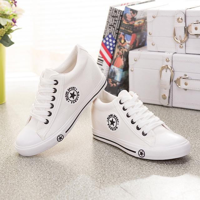 Summer Sneakers Wedges Canvas Shoes Women Casual Shoes Female Cute White Basket Stars Zapatos Mujer Trainers 5 cm Height tenis-white-4.5-JadeMoghul Inc.