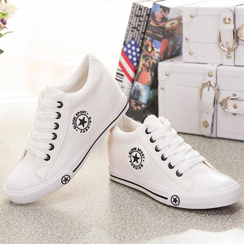 Summer Sneakers Wedges Canvas Shoes Women Casual Shoes Female Cute White Basket Stars Zapatos Mujer Trainers 5 cm Height tenis-white-4.5-JadeMoghul Inc.