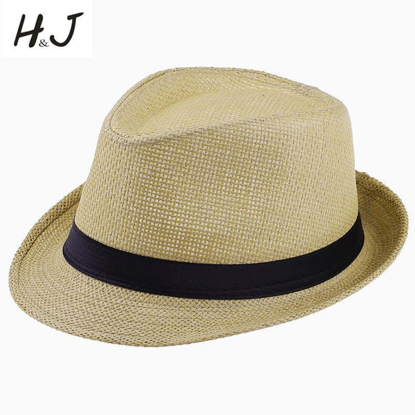 Summer Style Child Sun hat Beach Sunhat Fedora hat Trilby Straw panama Hat boy girl Gangster Cap Fit For Kids Children Women Men-withe-JadeMoghul Inc.