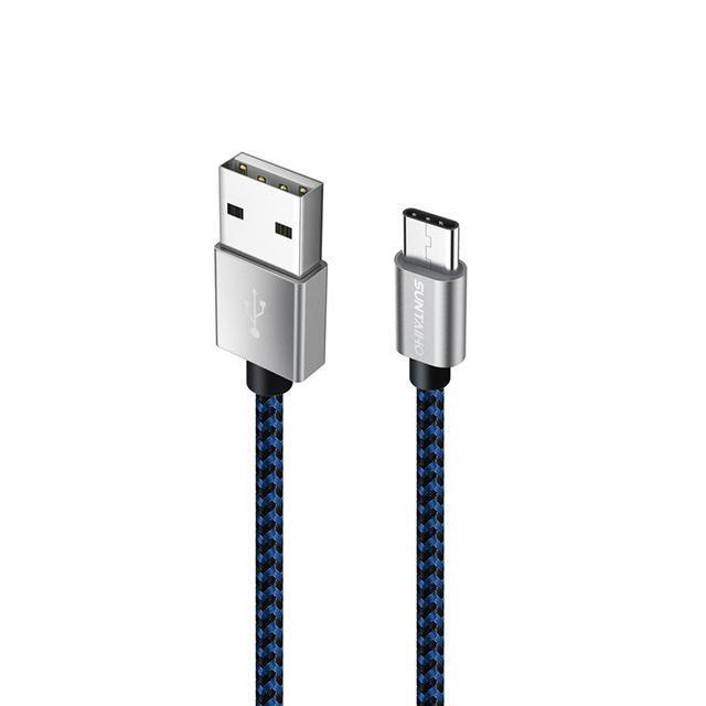 Suntaiho Type C Cable 3.1 for Samsung S9 Huawei P20 P10 Nylon USB Type C Cable for Samsung S9 plus Nokia 8 Fast Charging Cable-China-Black Blue-0.25m-JadeMoghul Inc.