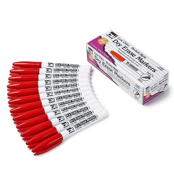 12 Ct Red Bullet Tip Dry Erase