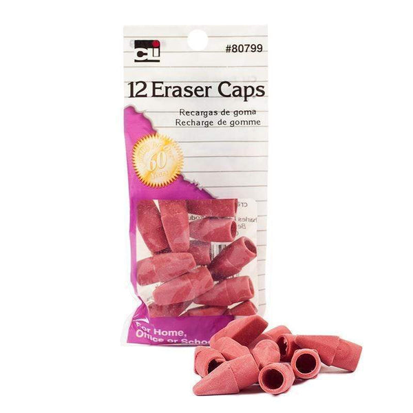 Supplies Pink Eraser Caps 12/Bg CHARLES LEONARD
