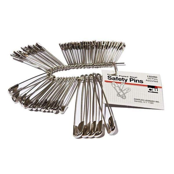 Supplies Safety Pins Assorted Sizes 50 Pk CHARLES LEONARD
