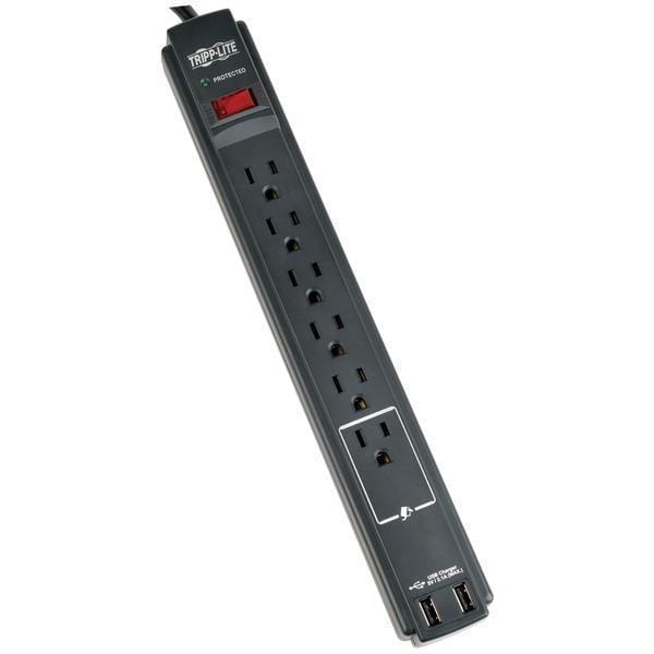 Surge Protectors Protect It!(R) 6-Outlet Surge Protector with 2 USB Ports, 6ft Cord Petra Industries