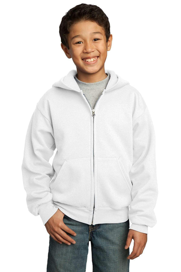 Sweatshirts/Fleece Port & Company - Youth Core Fleece  Full-Zip Hooded Sweatshirt.  PC90YZH Port & Company