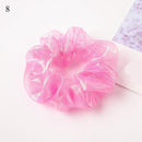 Sweet Embroidery Flowers Mesh Scrunchies Women Romantic Pink Blue Hair Rope Transparent Tulle Organza Hair Ties Hair Accessories AExp