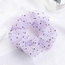 Sweet Embroidery Flowers Mesh Scrunchies Women Romantic Pink Blue Hair Rope Transparent Tulle Organza Hair Ties Hair Accessories AExp