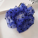 Sweet Embroidery Flowers Mesh Scrunchies Women Romantic Pink Blue Hair Rope Transparent Tulle Organza Hair Ties Hair Accessories AExp