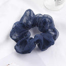 Sweet Embroidery Flowers Mesh Scrunchies Women Romantic Pink Blue Hair Rope Transparent Tulle Organza Hair Ties Hair Accessories AExp