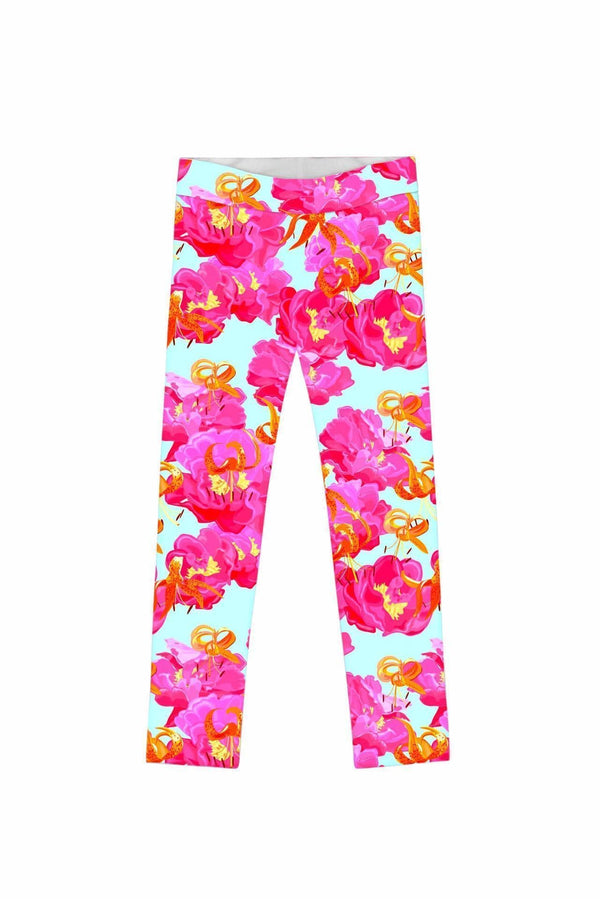 Sweet Illusion Lucy Cute Pink Floral Printed Leggings - Girls