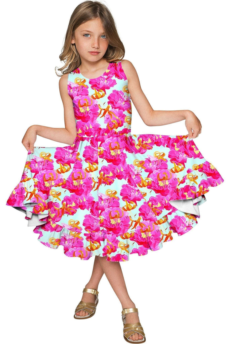 Sweet Illusion Vizcaya Fit & Flare Pink Floral Party Dress - Girls