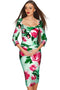Sweetheart Lili Green Floral Bodycon Midi Dress - Women