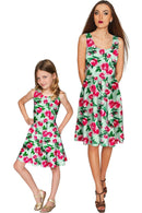 Sweetheart Sweetheart Mia Fit & Flare Green Flower Print Dress - Girls Mia Fit & Flare Dress