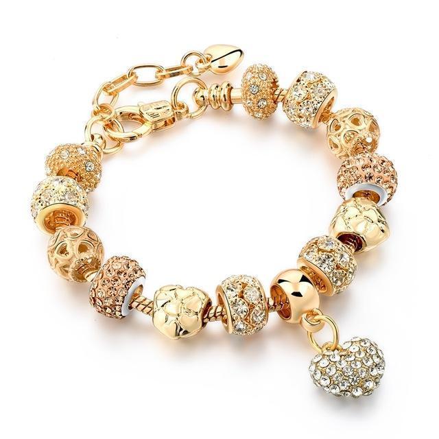 Szelam Luxury Crystal Heart Charm Bracelets & Bangles Gold Bracelets For Women Jewellery Pulseira Feminina Sbr160056-378 gold-JadeMoghul Inc.