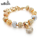 Szelam Luxury Crystal Heart Charm Bracelets & Bangles Gold Bracelets For Women Jewellery Pulseira Feminina Sbr160056-Main Picture-JadeMoghul Inc.